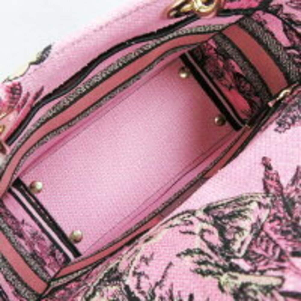 Dior Lady Lite Toile de Jouy Voyage Pink Vivid Animal Handbag - Picture 5 of 6